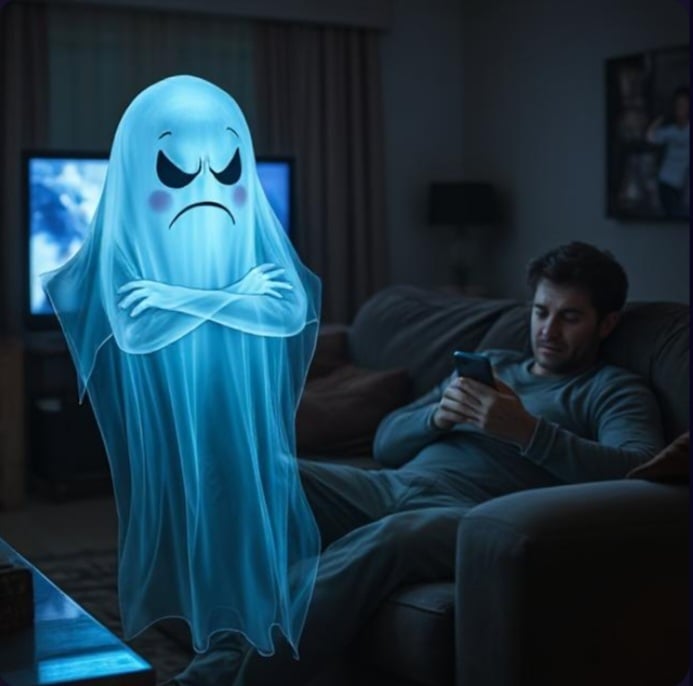 Cover art for The Ghost of... What Was It Again?, a ghost scenario on AI Dungeon