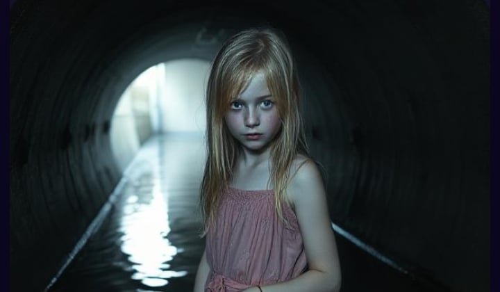 Cover art for The girl from the storm drain., a mystery scenario on AI Dungeon