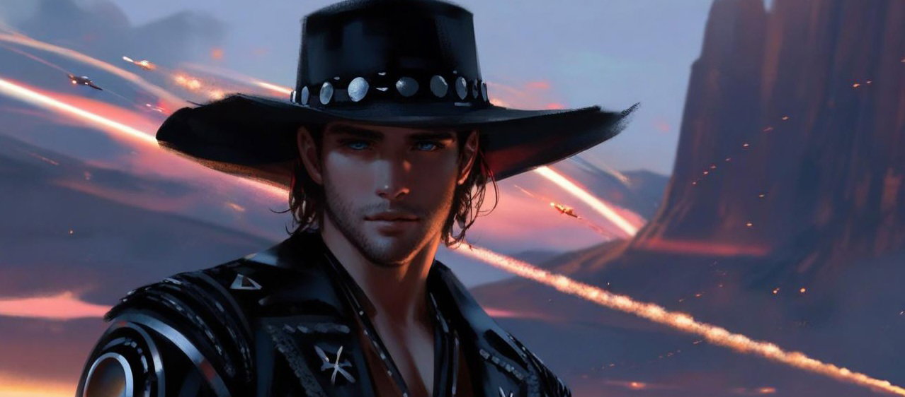 Cover art for Gunsmoke and Starlight, a space opera scenario on AI Dungeon