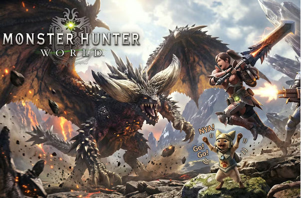 Cover art for Monster Hunter: World, an adventure world on Voyage
