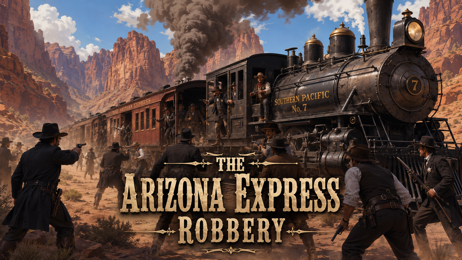 Cover art for The Arizona Express Robbery, a western scenario on AI Dungeon