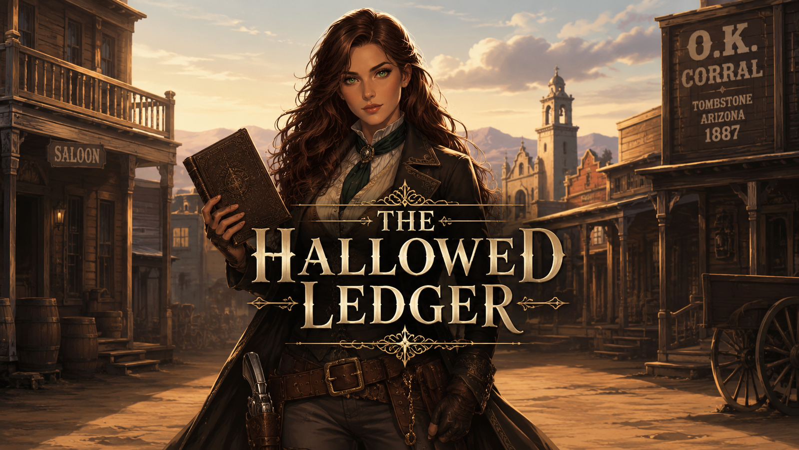 Cover art for The Hallowed Ledger, a western scenario on AI Dungeon