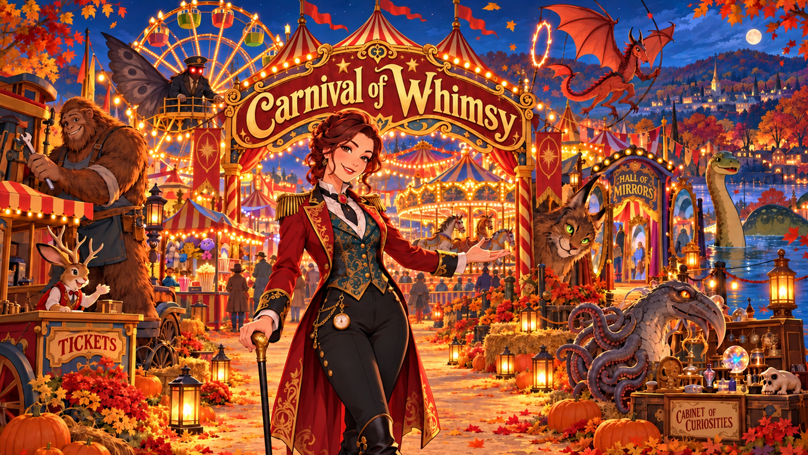 Cover art for Carnival of Whimsy, a cryptid scenario on AI Dungeon