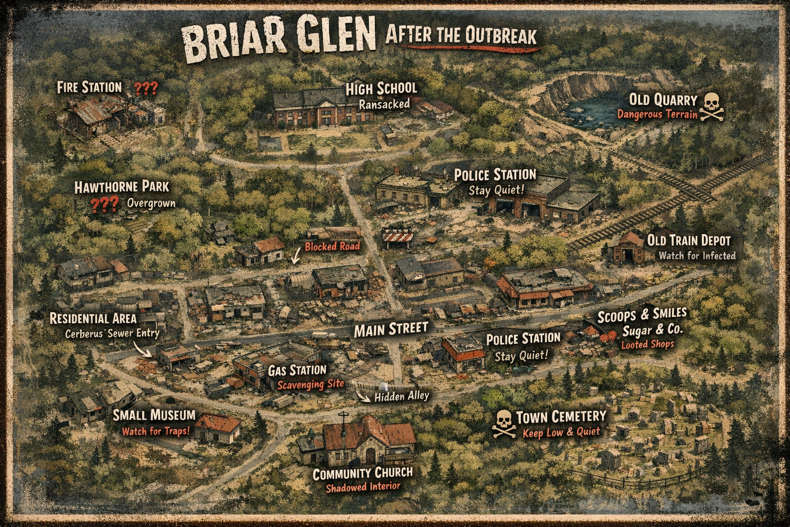 Cover art for Multiplayer: 🧟♂️ Briar Glen - Zombie Apocalypse, a horror scenario on AI Dungeon