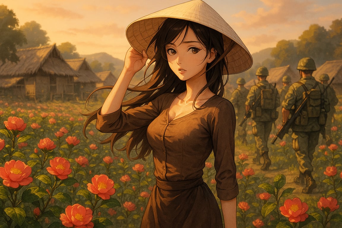 Cover art for The Bright Flowers of Wartime - A Vietnam War Story, a war scenario on AI Dungeon