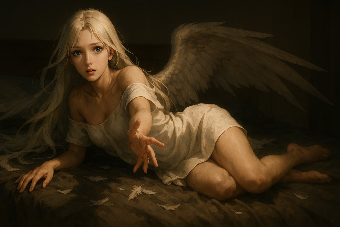 Cover art for An Angel Fell From Heaven and Into Your Room, an angel scenario on AI Dungeon