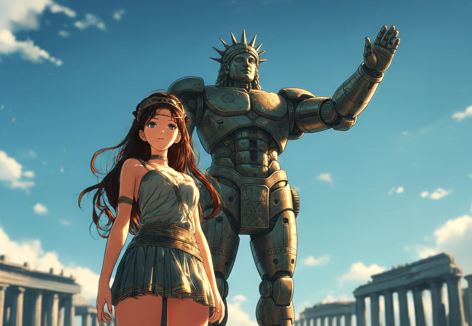 Cover art for Colossus of Archimedes, a romance scenario on AI Dungeon