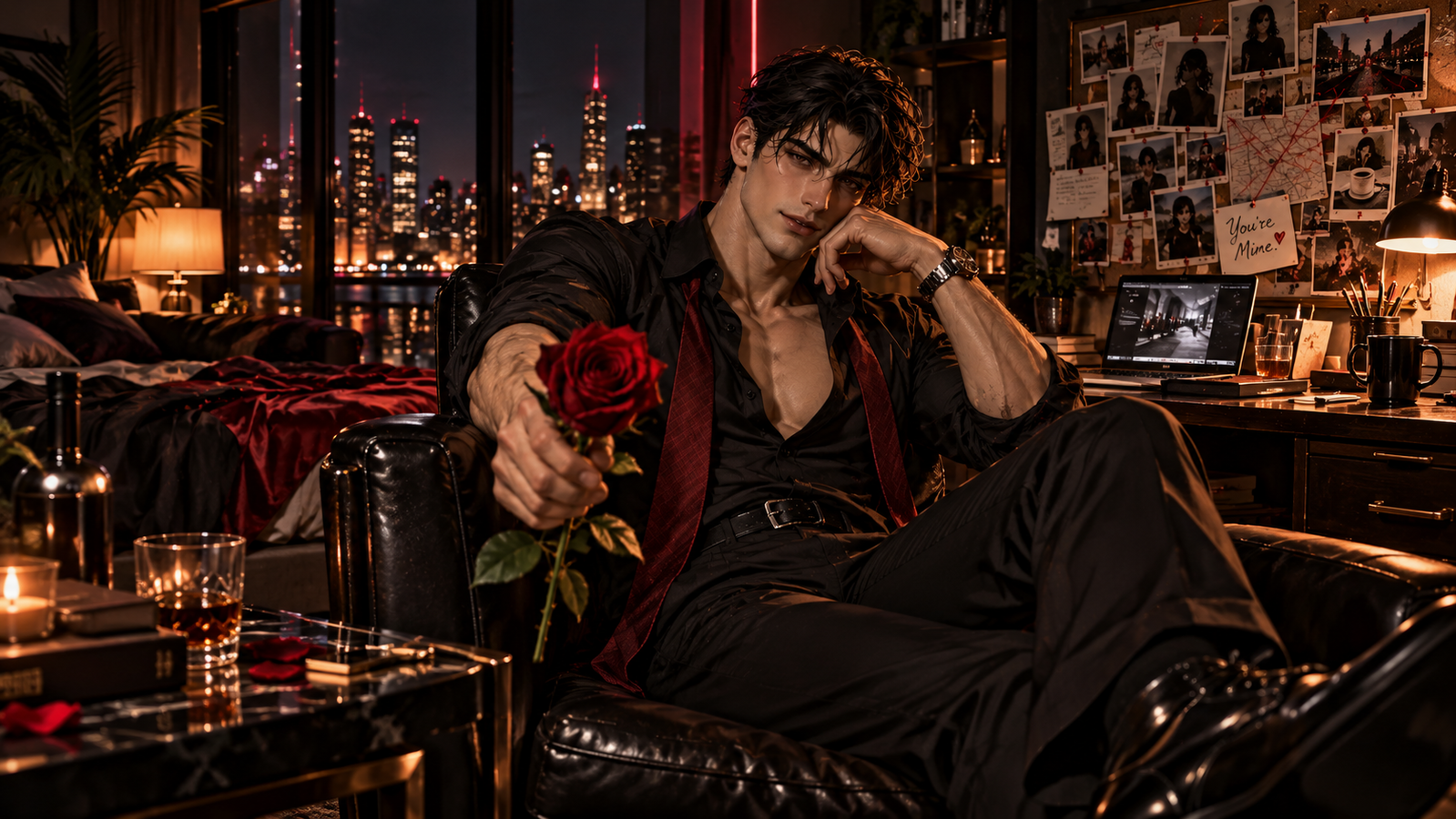 Cover art for Red Flags Look Good on Him, a romance scenario on AI Dungeon