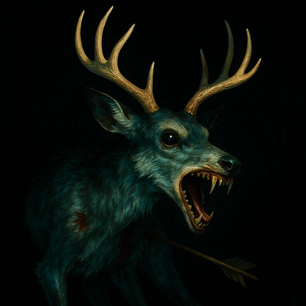Cover art for “They Were Not Deer”, a folklore scenario on AI Dungeon