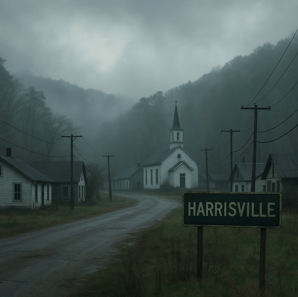 Cover art for The Harrisville Exclusion Zone, a horror scenario on AI Dungeon