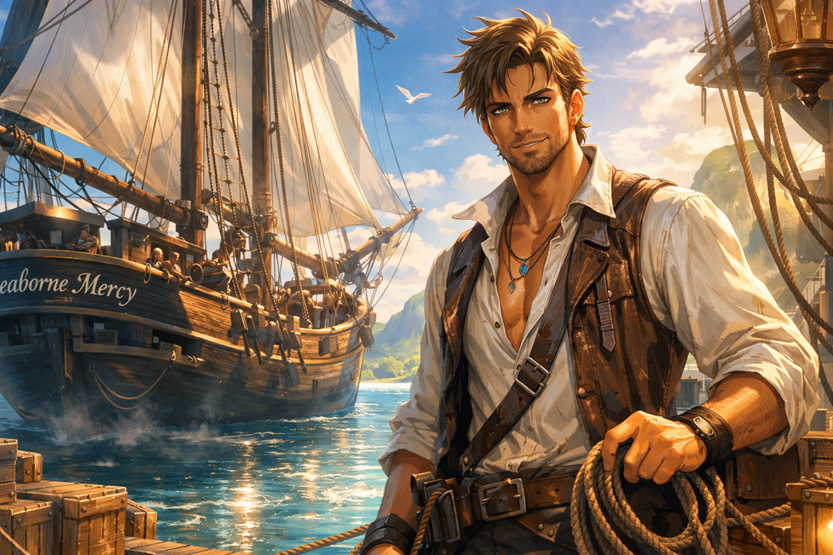 Cover art for O Captain! My Captain!, a fantasy scenario on AI Dungeon