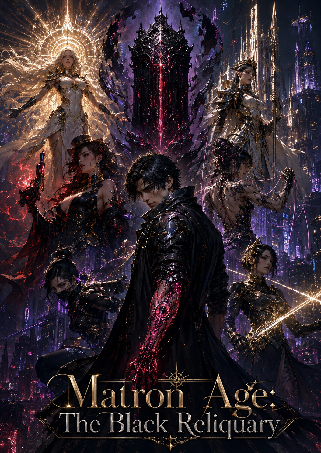 Cover art for V2 Matron Age: The Black Reliquary, a matriarchy scenario on AI Dungeon