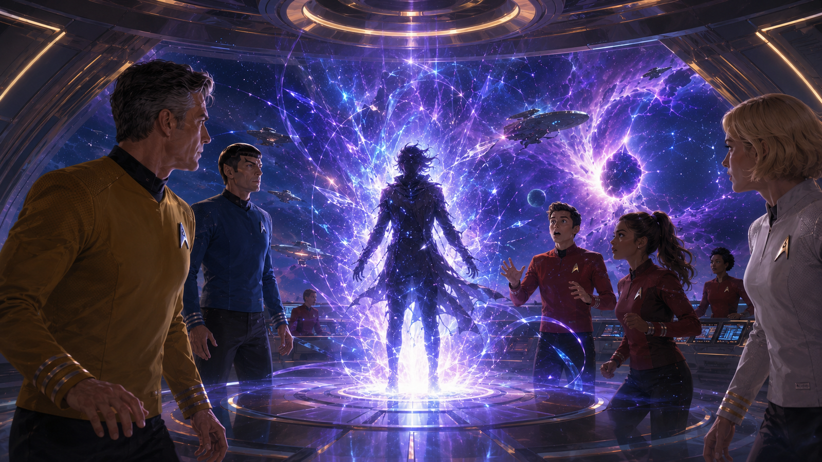 Cover art for Crossover: Strange New Worlds, a star trek scenario on AI Dungeon