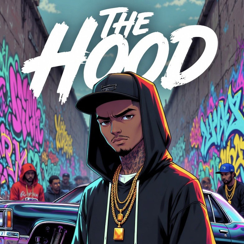 Cover art for The Hood, an urban scenario on AI Dungeon