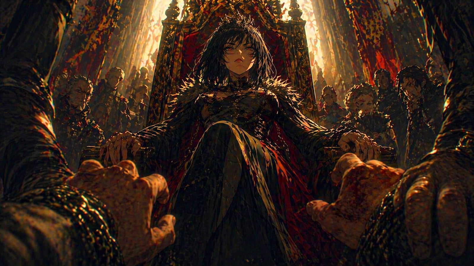 Cover art for Kneel. Your Queen Has Questions., a fantasy scenario on AI Dungeon