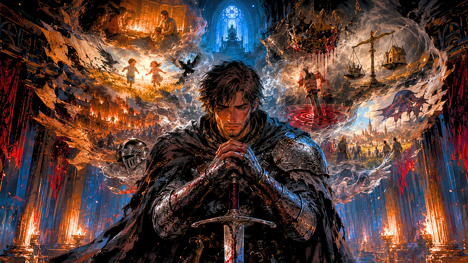 Cover art for 👑 The Kingslayer's Dilema, a medieval scenario on AI Dungeon