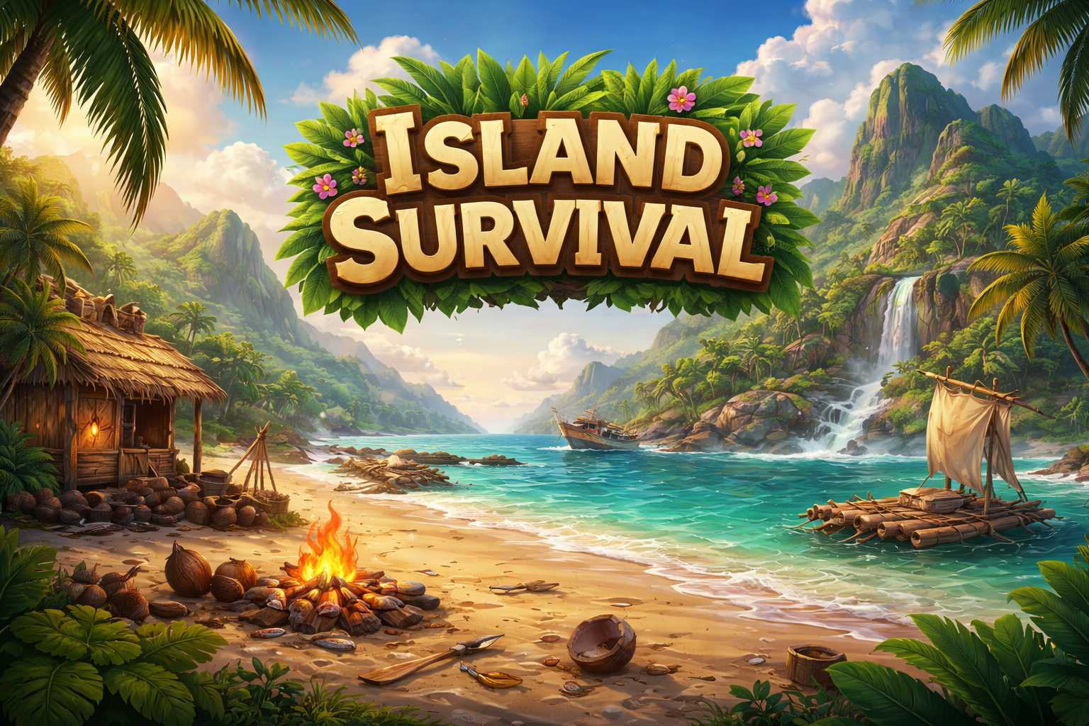 Cover art for Island Survival, a survival world on Voyage