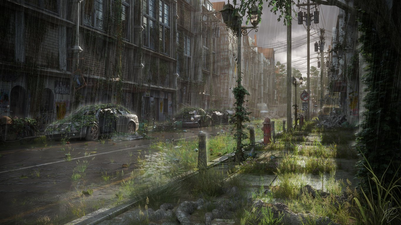 Cover art for modern post-apocalyptic fantasy, a post apocalyptic scenario on AI Dungeon