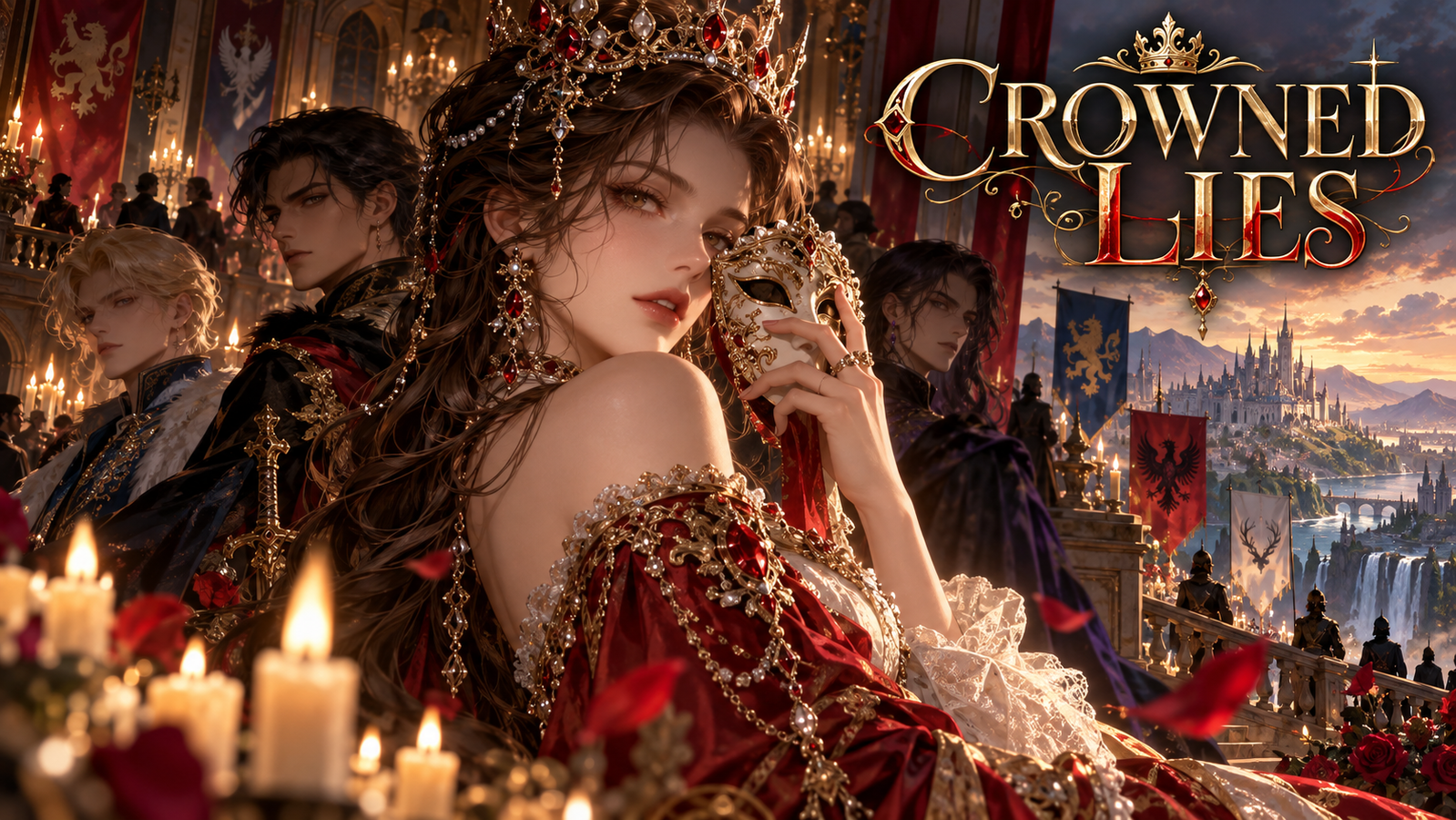 Cover art for Crowned Lies, a fantasy world on Voyage