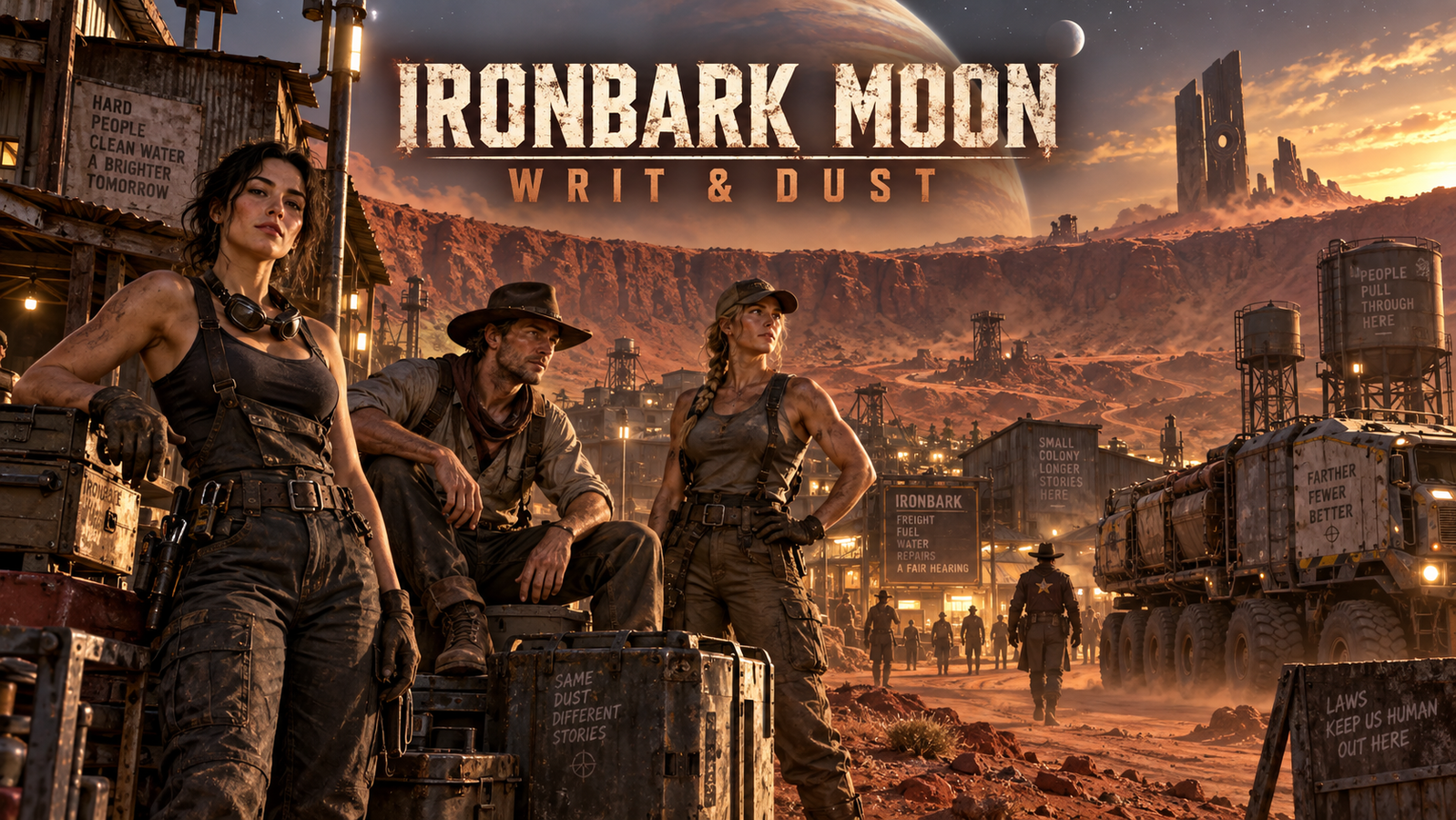 Cover art for Ironbark Moon, a sci fi world on Voyage