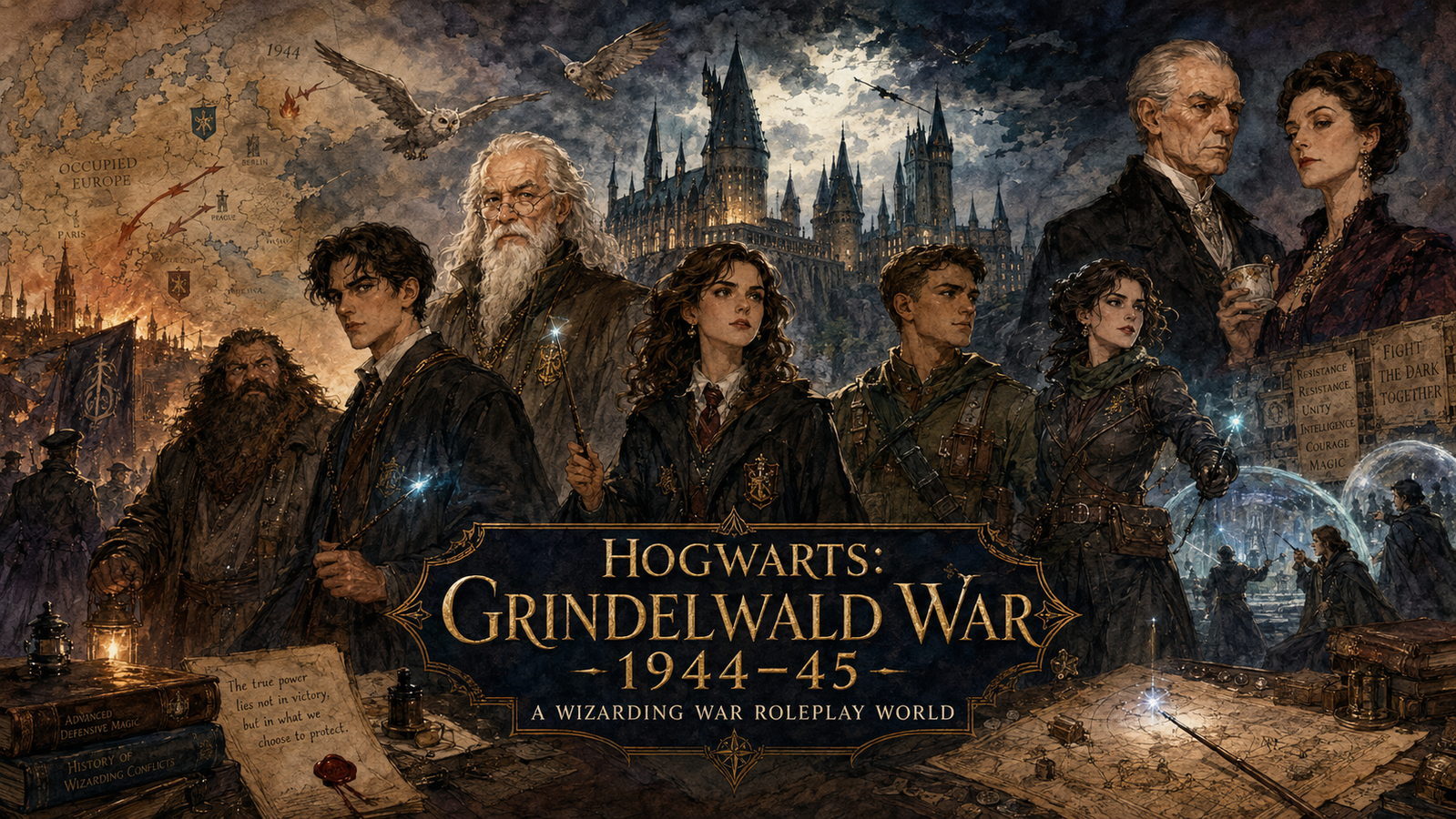 Cover art for Hogwarts: Grindewald War, a wizard world on Voyage