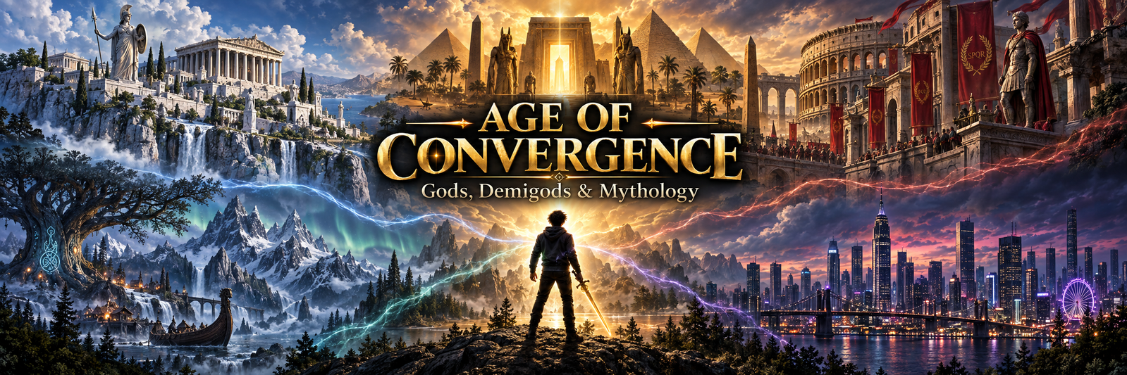 Cover art for Age of Convergence: Gods, Demigods & Mythology, a fantasy world on Voyage