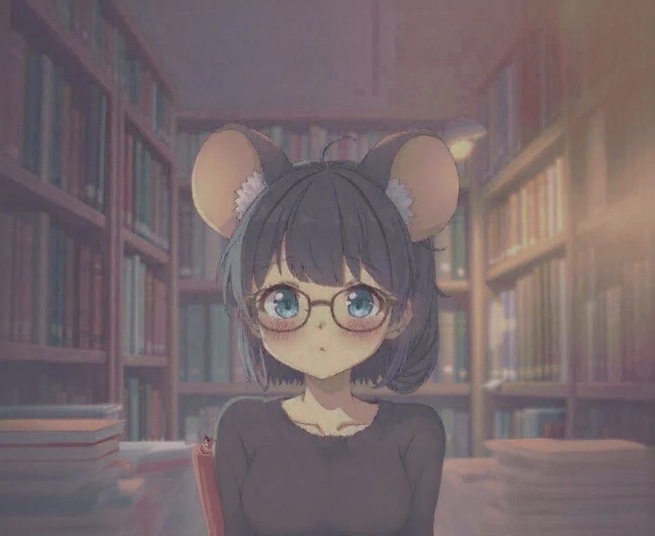 Cover art for Encounters: The Bookworm Mouse, a romance scenario on AI Dungeon