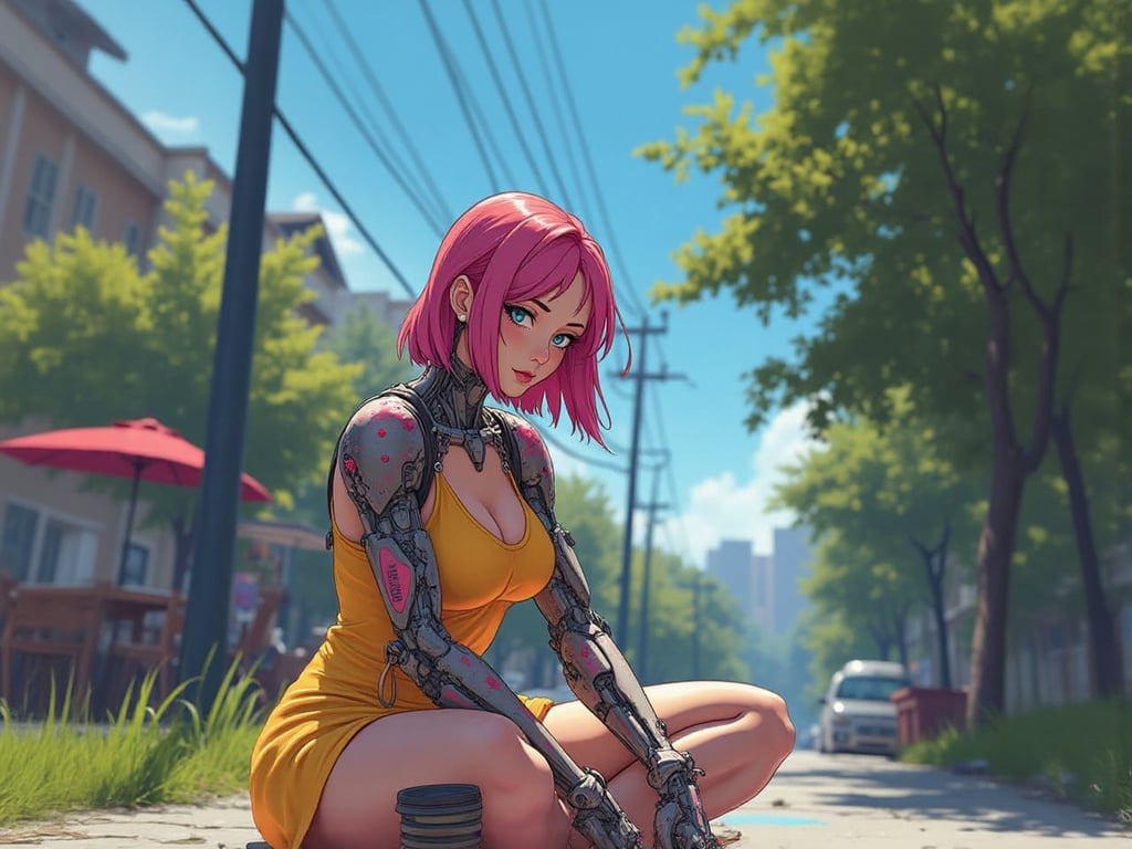 Cover art for Encounters: The Artistic Cyborg, a romance scenario on AI Dungeon