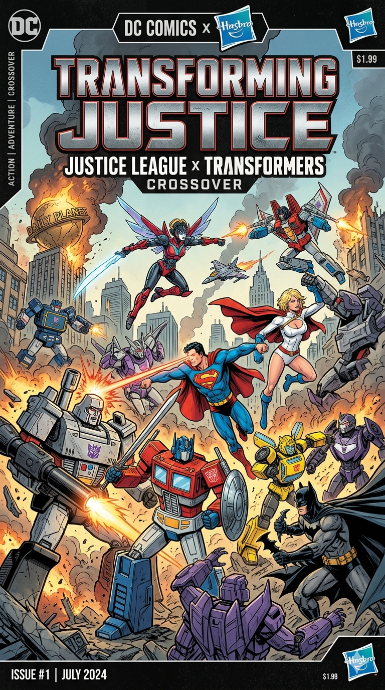 Cover art for Transforming Justice (A Transformer + DC Crossover RP)., a dc comics scenario on AI Dungeon