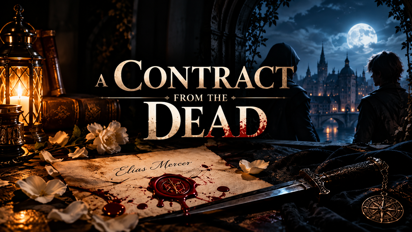 Cover art for π A Contract from the Dead π, a mystery scenario on AI Dungeon