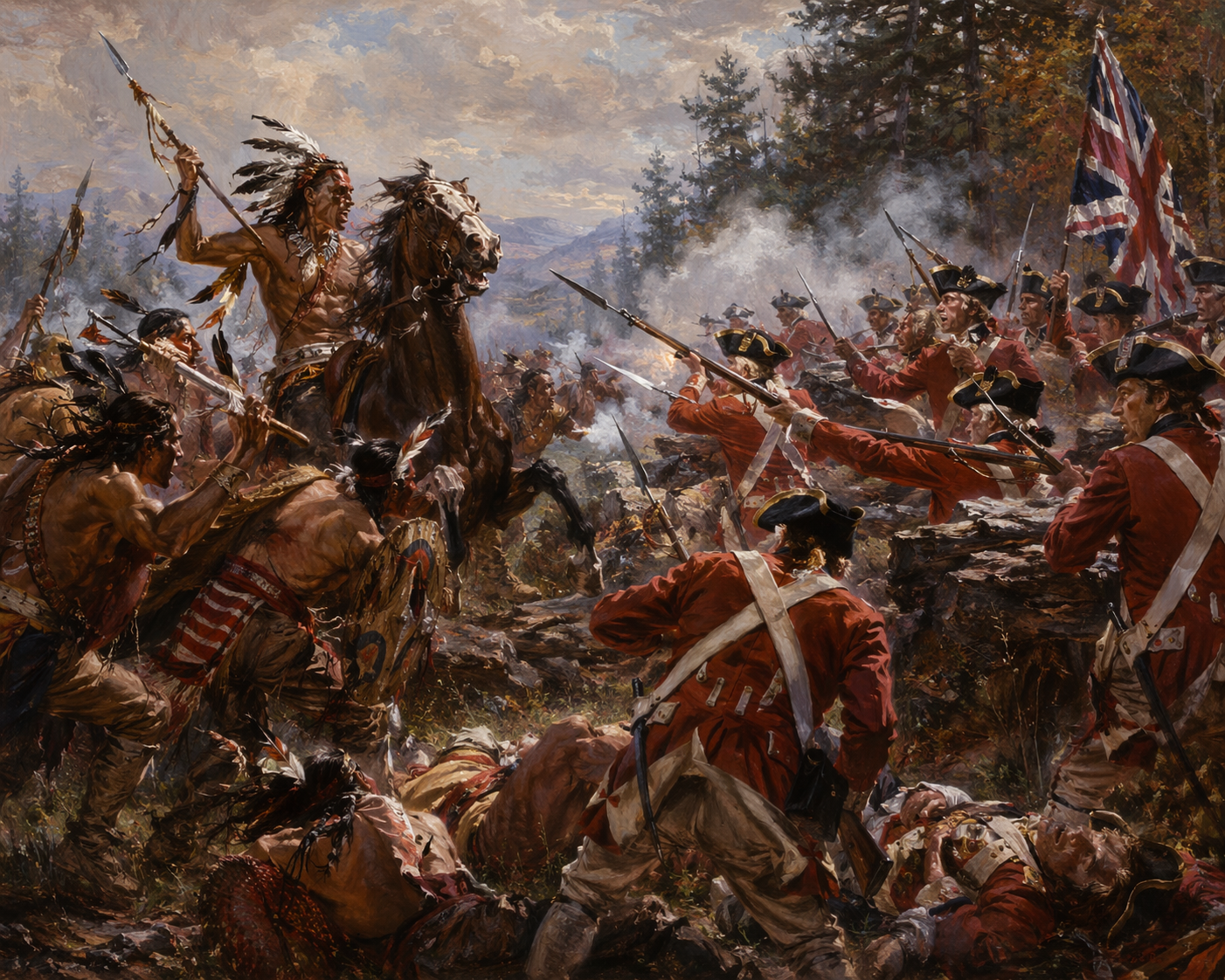 Cover art for From the Indian Wars to the American Revolutionary War, an america scenario on AI Dungeon