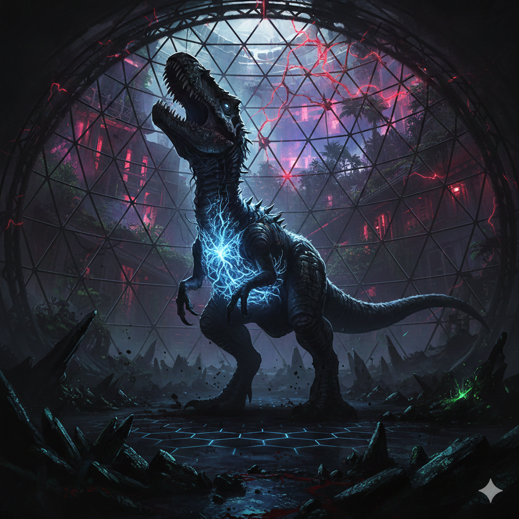 Cover art for The Apex Protocol, a dinosaur scenario on AI Dungeon