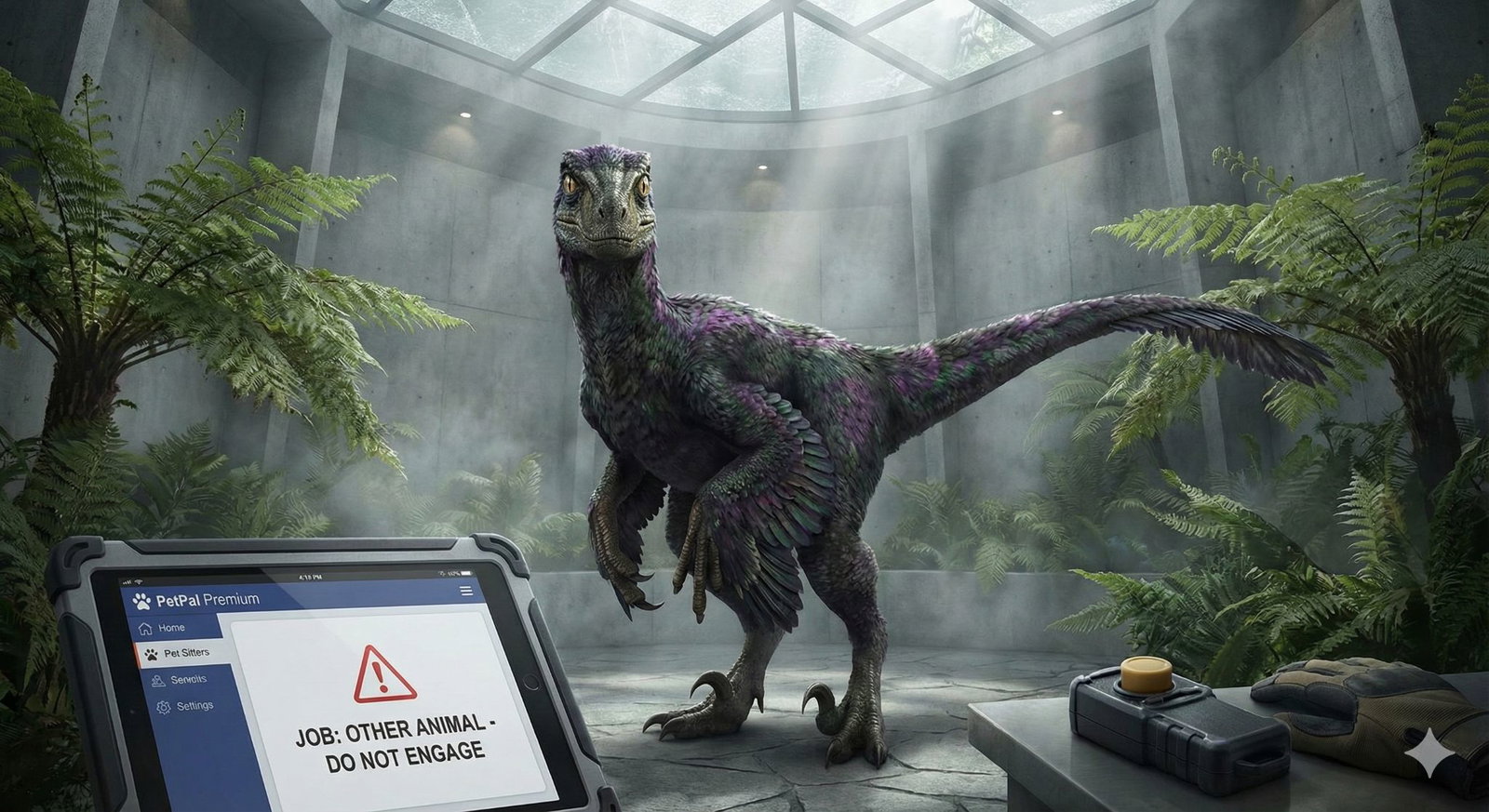 Cover art for Handle With Care, a dinosaur scenario on AI Dungeon
