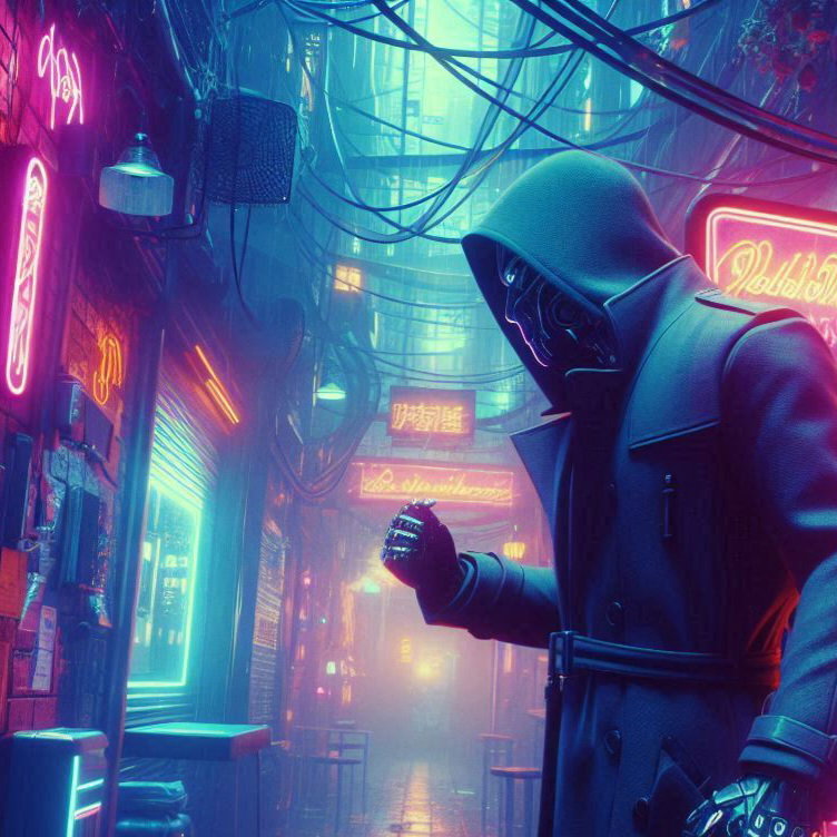 Cover art for Cyber Crimes, a cyberpunk scenario on AI Dungeon