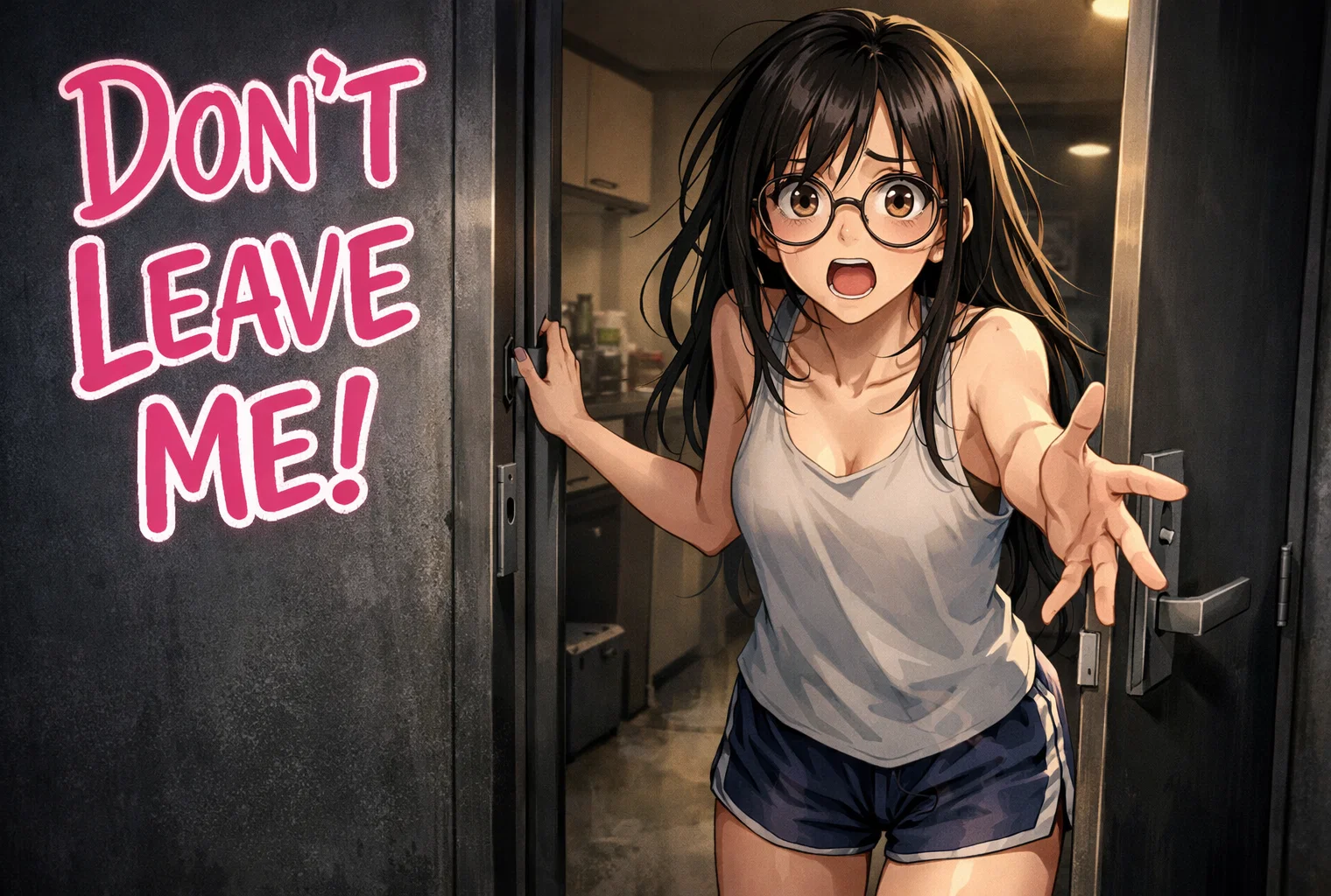 Cover art for "Don't Leave Me!", a romance scenario on AI Dungeon