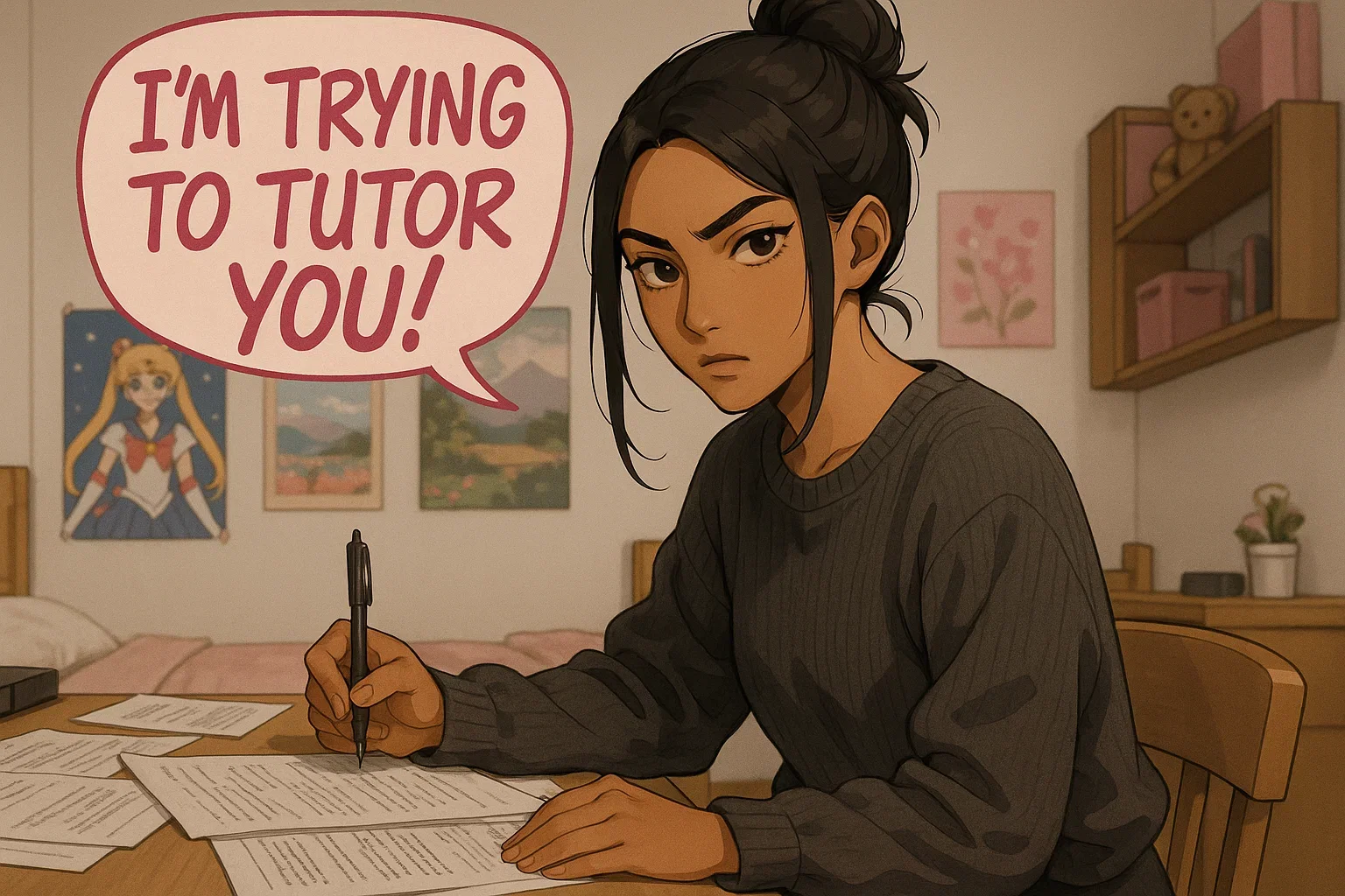 Cover art for I'm Trying to Tutor You!, a slice of life scenario on AI Dungeon