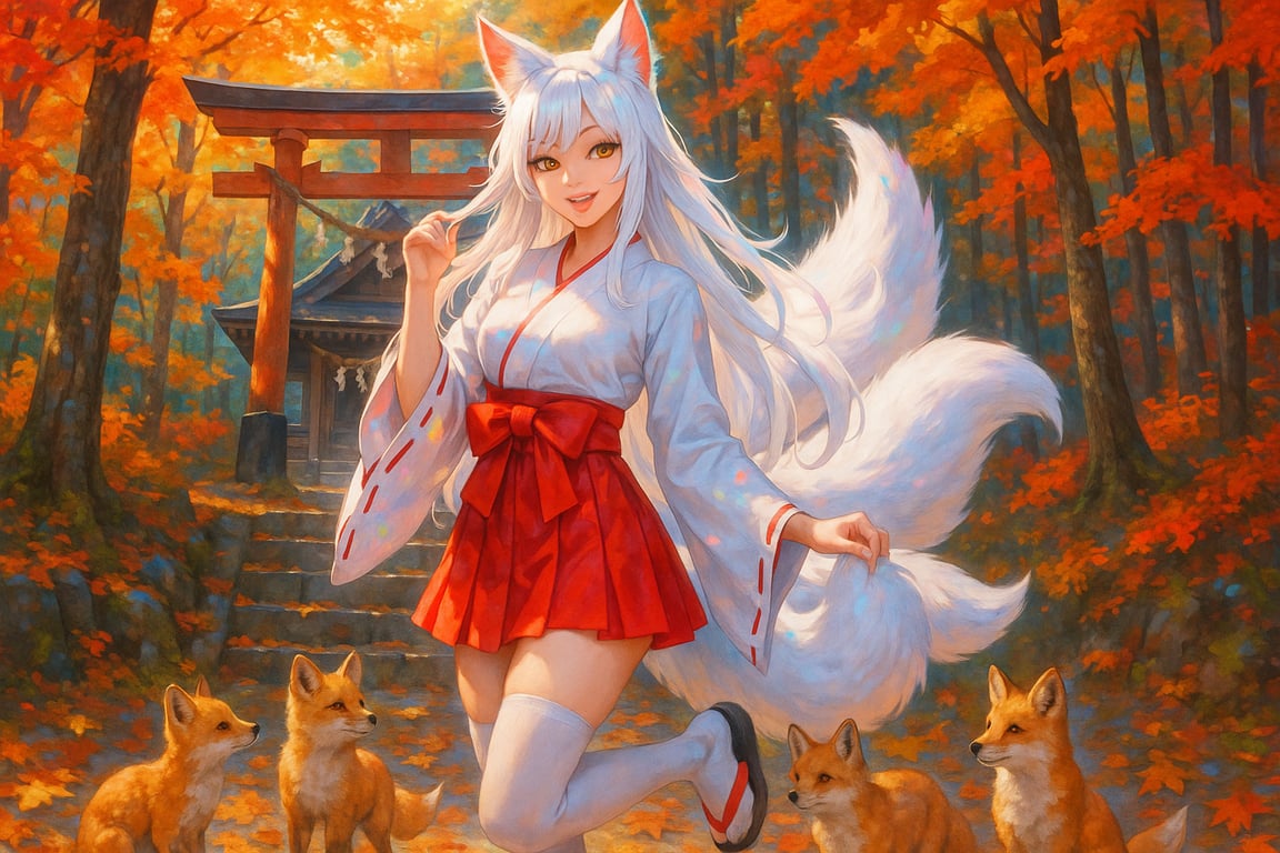Cover art for You're the Shrine Maiden, a kitsune scenario on AI Dungeon