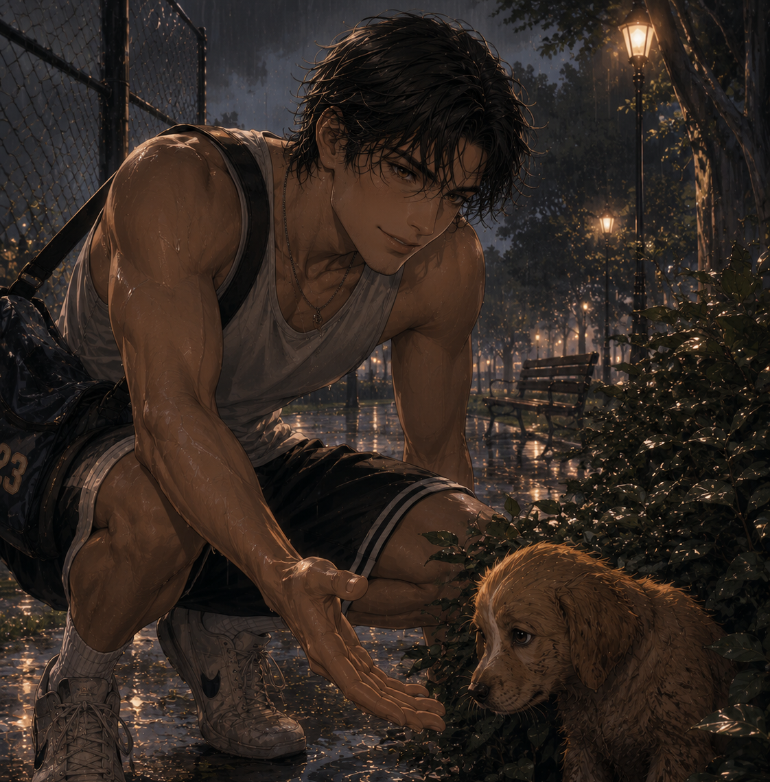 Cover art for Leashes, Laughter, and Maybe Love, a romance scenario on AI Dungeon