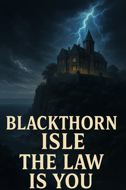 Cover art for Blackthorn Isle: The Law is You, a dark dystopia psycholog scenario on AI Dungeon