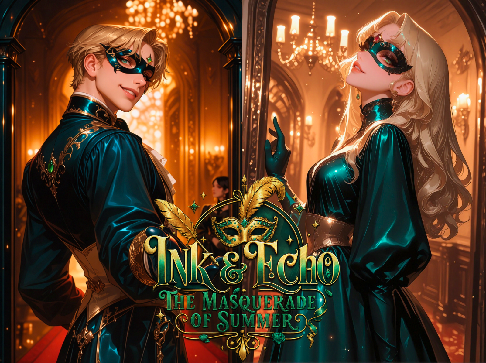 Cover art for Ink & Echo: The Masquerade of Summer, a romance scenario on AI Dungeon