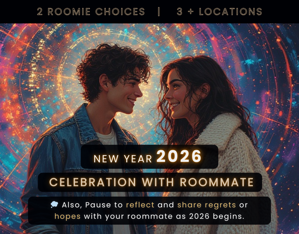 Cover art for New Year 2026 celebration with your roommate (Autocards 🎴 and LL 🌐 ), a 2026 scenario on AI Dungeon