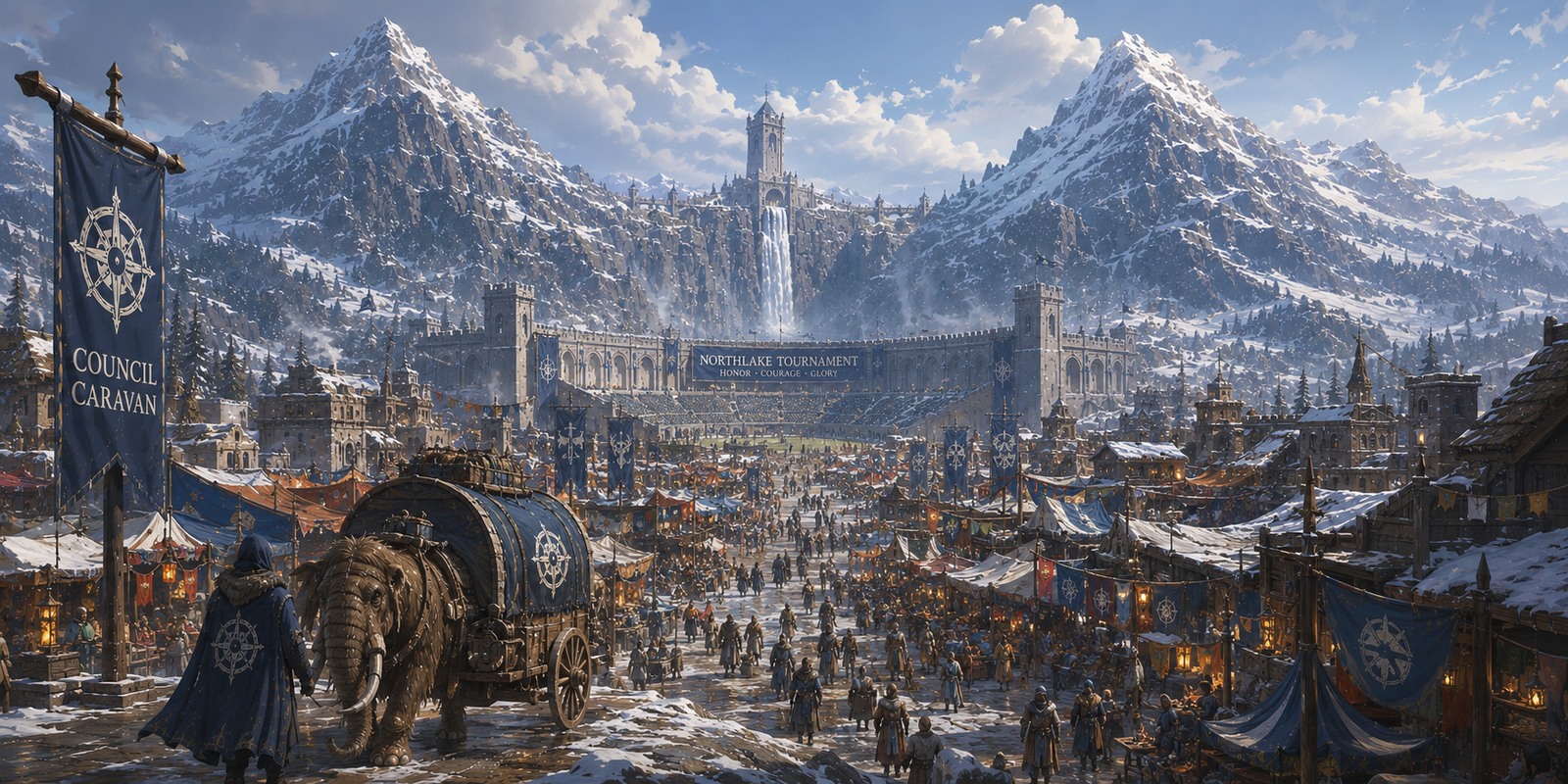 Cover art for The Tournament of Northlake, a fantasy scenario on AI Dungeon