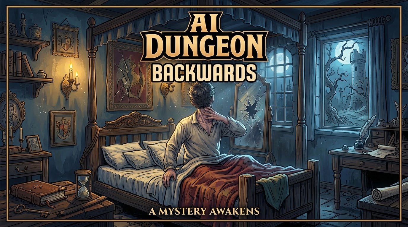 Cover art for Backwards , a mystery scenario on AI Dungeon