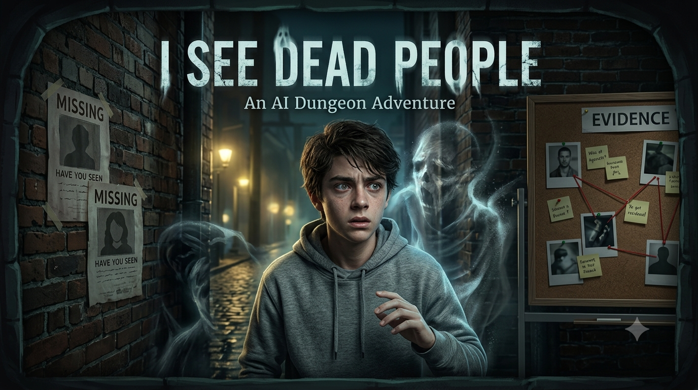 Cover art for I See Dead People, a psychic scenario on AI Dungeon