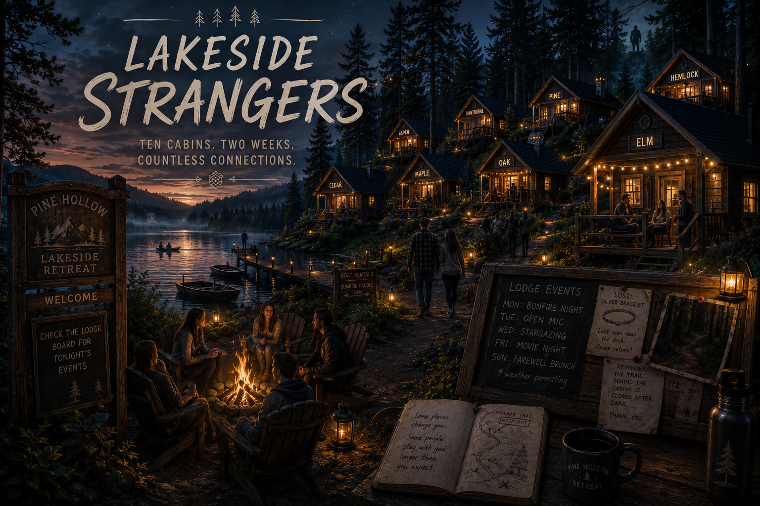 Cover art for Pine Hollow: Lakeside Retreat (IS and AC), a slice of life scenario on AI Dungeon