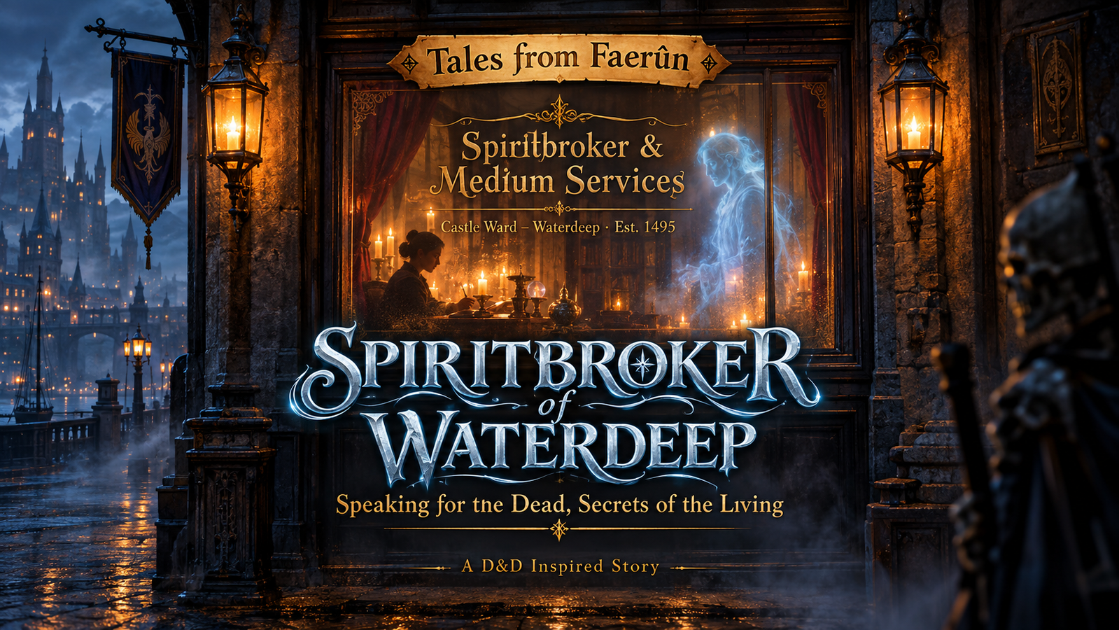 Cover art for Tales from Faerûn: Spiritbroker of Waterdeep, a fantasy scenario on AI Dungeon