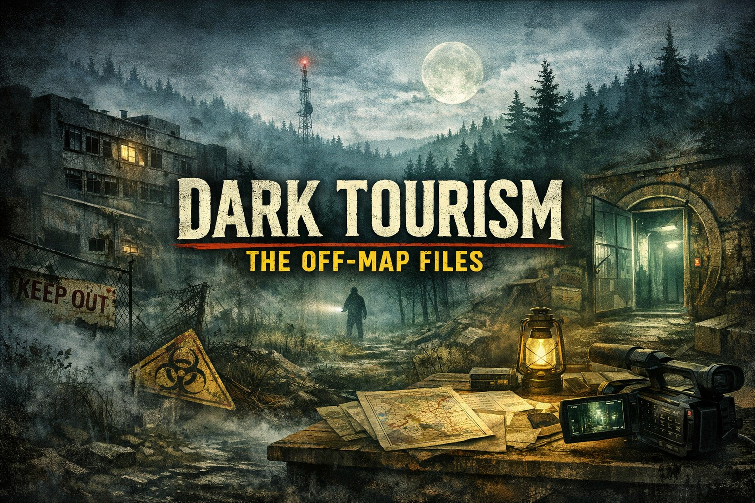 Cover art for Dark Tourism: The Off-Map Files, a journey scenario on AI Dungeon
