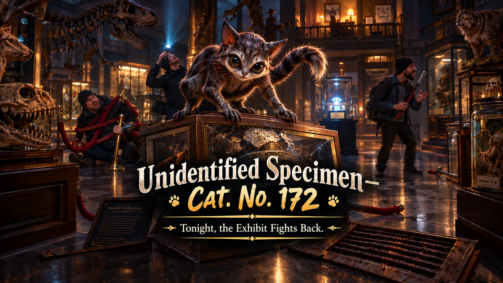 Cover art for Unidentified Specimen — Cat. No. 172, a comedy scenario on AI Dungeon