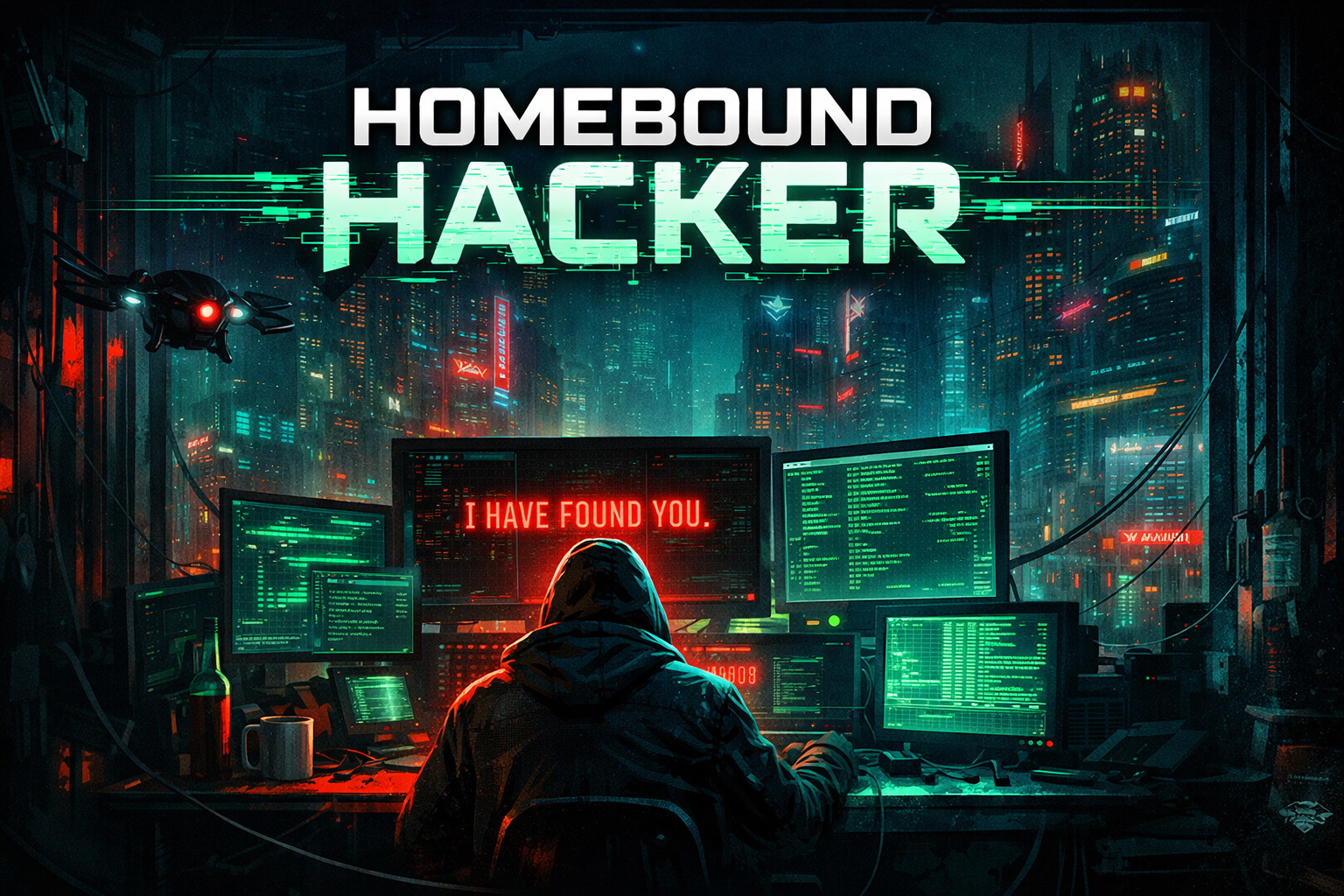 Cover art for Homebound Hacker, a cyberpunk scenario on AI Dungeon