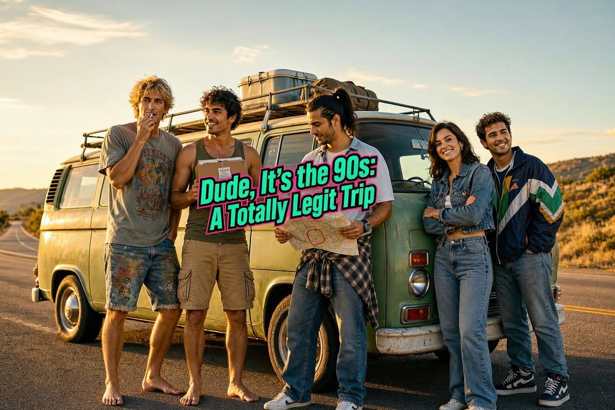 Cover art for Dude, It’s the 90s: A Totally Legit Trip, a journey scenario on AI Dungeon
